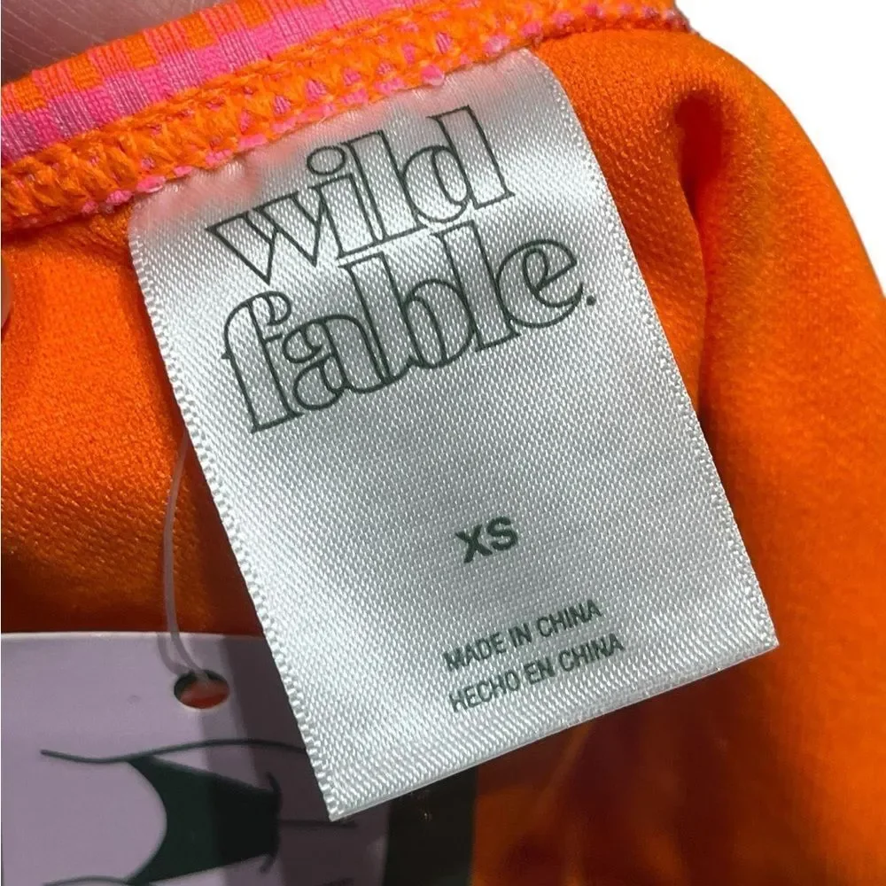 Wild Fable Pink and Orange Textured Low Rise Cheeky Bikini Bottom, Size‎ XS, NWT